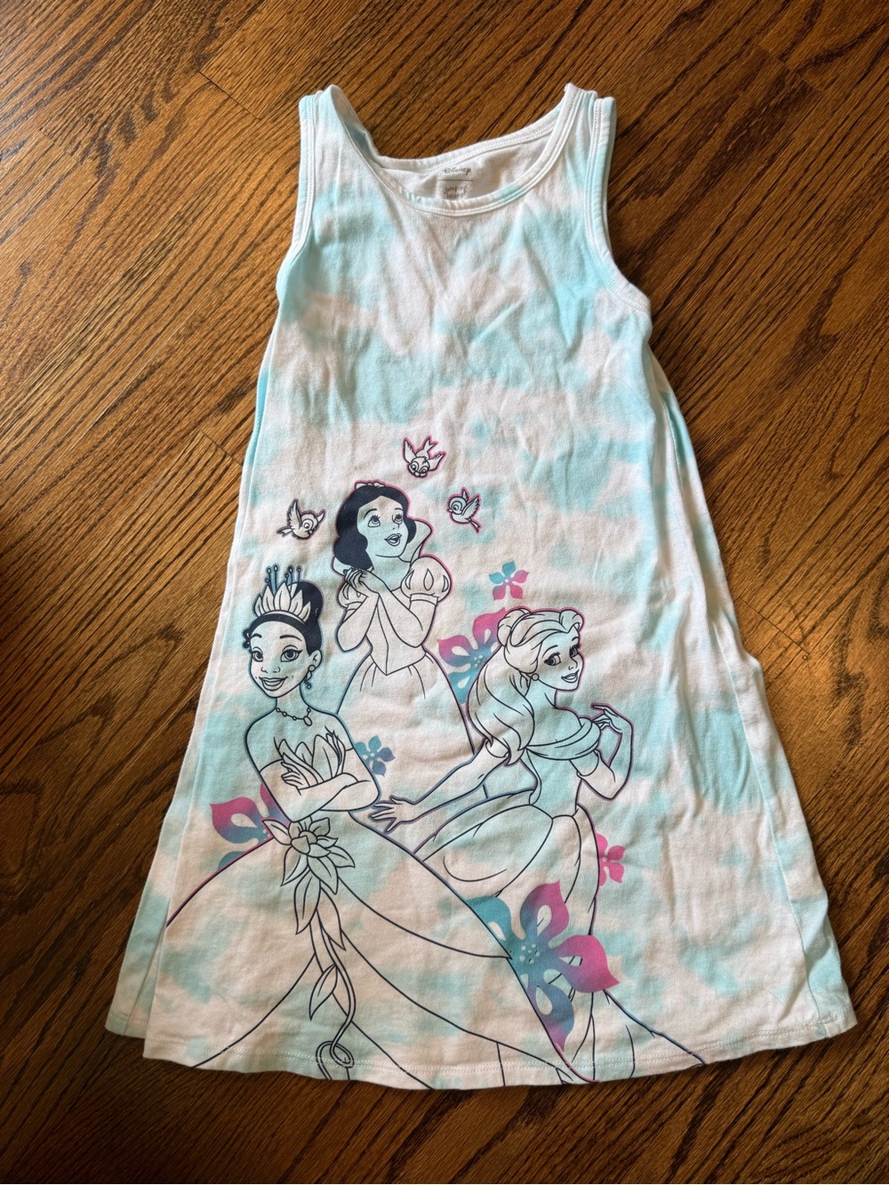 Girls' Disney Sleeveless Princess Tank Dress - White & Light Blue
